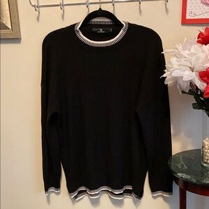 Lillusory Black and White Sweater Size Small, Drop Shoulder, Uneven Hemline.